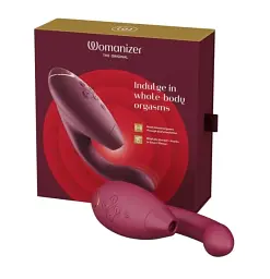 Лубрикант Womanizer Duo 2 + 50 мл - Вібратор із вакуумним стимулятором, 20.3х3.5 см бордовий - мініатюра 9