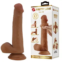 Фалоімітатор з мошонкою PRETTY LOVE TALLEN 8.7(220mm) Sliding Skin Series TPR, Suction base PRETTY LOVE BW-008117LP 102656