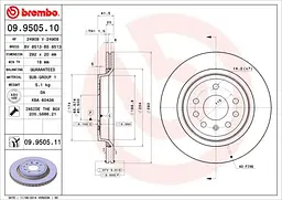 Диск гальмівний задній вентильований Saab 9-3 II, Cadillac Bls 02-25р Brembo (09.9505.11) - мініатюра 2