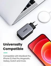Зарядний пристрій UGREEN CD244 GaN Fast Charger USB-A+2 xUSB-C 65W EU Сірий (10335) ugr-10335 - мініатюра 8