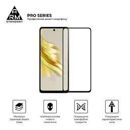 Захисне скло на TECNO Spark 20 Pro 4G (KJ6) з олеофобним покриттям, Pro, повне проклеювання, антистатичний і пиловідштовхуючий шар, 9H, самоклеючеся, 2.5D, на весь екран, антистатичний клей, ArmorStandart (ARM74387) - мініатюра 2