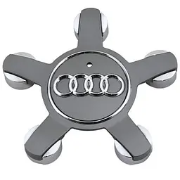 Ковпачки колеса на литі диски Audi 135/57 мм П'ятикутний об'ємний логотип Темно-Сірі 1 шт