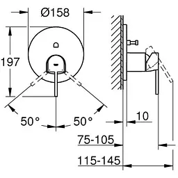 Одноважільний змішувач Grohe Plus із перемикачем на 2 положення (24060003) - мініатюра 4