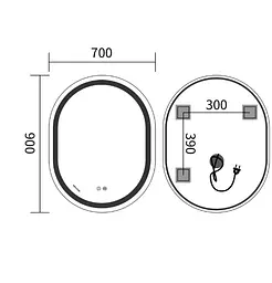 Дзеркало Mixxus Premium ELLIPSE MV05-90x70-REVERSE (LED Touch, Anti-fog (3-6,5kK)) (MP6644) - мініатюра 6