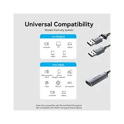 Перехідник USB-C + USB-A to HDMI M 0.1m video capture gray Vention (ACWHA) - мініатюра 4