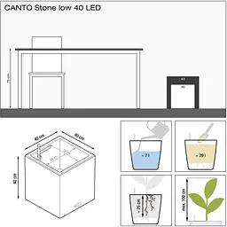 Вазон Lechuza Canto Stone 40 low LED графітово-чорний (13692) - мініатюра 3