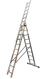 Драбина алюмінієва трисекційна GTM KME310 3x10 сходинок 2.72-6.5м (KME310) (39947)