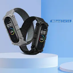 Ремінець Amazfeel для фітнес-браслета Mi Band 3, 4, 5, 6, 7 Armor design нейлоновий сірий - мініатюра 2