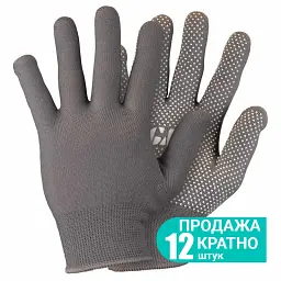 Рукавички трикотажні з точковим ПВХ покриттям р8 Мікроточка (сірі) КРАТНО 12 парам SIGMA (9442911) - мініатюра 1