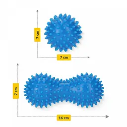 Масажний м'яч подвійний з шипами 4FIZJO Spike+ 7 x 16 см Blue (P-5905973403337) - мініатюра 6