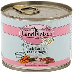 Консерви для котів LandFleisch Adult Cat Geflugel mit Lachs (птах, лосось) 195 г