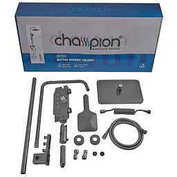 Душева система Champion PBM-009-J з кнопковим перемикачем 4 режими graphite CH6501, Графіт - мініатюра 5