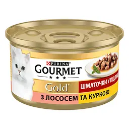 Вологий корм для котів Gourmet Gold Шматочки у підливі з лососем та куркою 85 г - мініатюра 2