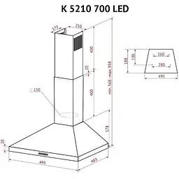 Витяжка Perfelli K 5210 BL 700 LED - мініатюра 10
