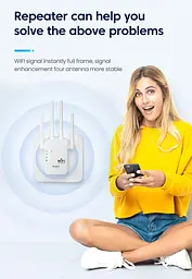 Бездротовий Wi-Fi підсилювач-повторювач (репітер) сигналу 300 Мбіт/с, 2.4 ГГц, з подовженням радіусу дії - мініатюра 8
