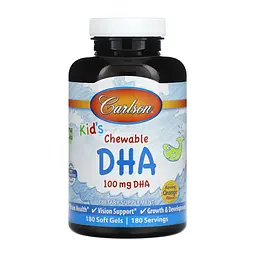 Омега-3 риб'ячий жир Carlson Chewable DHA для серця, мозку та зору 180 софтгелів