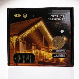 Новорічна гірлянда вулична Garlando 36MWW Бахрома 36 м 600 LED білий провід Біле сяйво - мініатюра 6