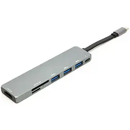Перехідник PowerPlant USB 3.1 Type-C - USB Hub, HDXiaomi, Card Reader (SD, Xiaomicro SD)