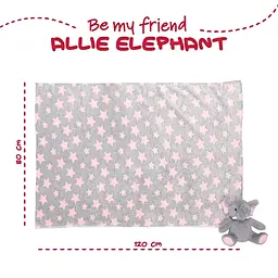 Плед Perletti Toys Allie Elephant з м'якою іграшкою 120x80 см сірий/рожевий (P13068) - мініатюра 5