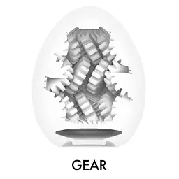 Мастурбатор-яйце Tenga Egg Gear, щільний TPE, пробник лубриканту 5 мл - мініатюра 3