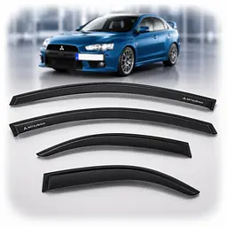 Дефлектори вікон вітровики Mitsubishi Lancer X 2007- Скотч 3M Voron Glass