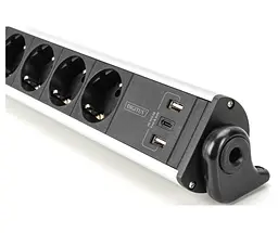 Мережевий фільтр-подовжувач DIGITUS DA70624 Office, 6xSchuko 16A, 3xUSB 2A, 3680 Вт, 1.5 м - мініатюра 3