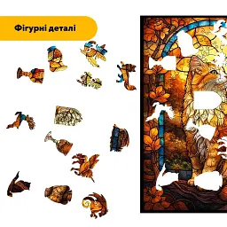 Дерев'яний фігурний пазл puzzlean Жовтогарячий Котик, А3, Картонна коробка 200 елементів - мініатюра 3