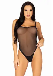 Еротичне боді Leg Avenue Cami bodysuit with thong Black XL, на бретелях - мініатюра 1