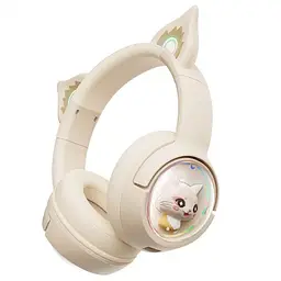 Бездротові ігрові навушники з вушками Onikuma B5 Bluetooth гарнітура з мікрофоном і RGB підсвічуванням Beige (19239) - мініатюра 2