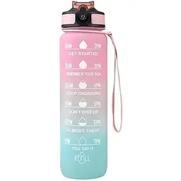 Мотиваційна пляшка OldBro для води з часом без BPA Tritan фітнес спорт прогулянка pink Blue 1 л