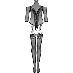 Нейлоновий бодістокінг з імітацією панчіх Obsessive Bodystocking G333 S/M/L, Black, з доступом - мініатюра 3