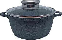 Каструля з кришкою Krauzer Granite Line Oil 77063 24 см 4.5 л сіра