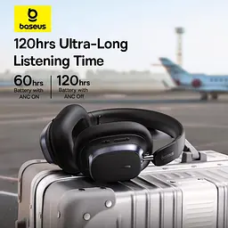 Накладні навушники Baseus Bowie H1s, Noise-Cancellation Wireless Headphones, BT5.4, ANC, 800mAh, 60h, 120h, black - мініатюра 13