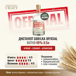 Дистилят Gorilka Official преміальний Житній 45% 0.5 л - мініатюра 5