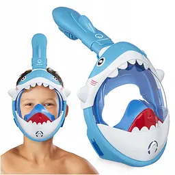 Маска для снорклінгу TSUNAMI Shark повнолицьова, дитяча Sky Blue (P-5907739318237) - мініатюра 2
