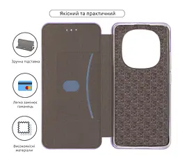 Чехол-книжка для Xiaomi Redmi Note 14 Pro 4G, G-Case, фиолетовый, кожаный чехол-книжка из экокожи (PU) и TPU, с магнитом, с подставкой и вместительным кардхолдером, противоударный, защита всего корпуса, ArmorStandart (ARM83382) - мініатюра 3