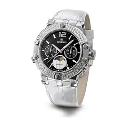 Наручний годинник Seculus 1690.5.706 black, ss with stones, white leather