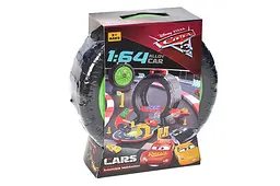 Дитячий автотрек у вигляді розкладної валізи колеса з машинками Cars 378-D, р.14, 3х19, 9х6, 5см
