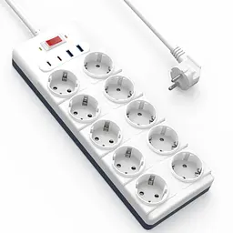 Подовжувач S008 Power Strip PD20W (2USB-A/2C/10xSocket) (2 m) White Wiwu teh0029516