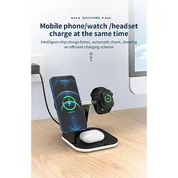 Бездротова зарядна підставка 3-in-1 LED Magnetic wireless charger JYD-WC101 чорна - мініатюра 8