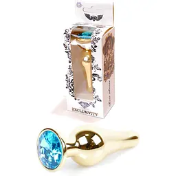 Анальна пробка Boss Of Toys Boss Series - Jewellery Gold Butt Plug Light Blue, BS6400067, Золотий / Голубой - мініатюра 3