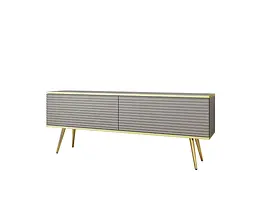 Тумба під телевізор Perfect Home Оро / Oro 2-дверна з золотими ніжками RTV135 MDF Сірий (PFH-091330) - мініатюра 3