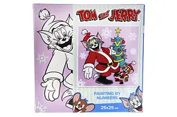 Набір для розпису за номерами 25x25 см KHO6858 "Tom and Jerry: у ялинки" Ideyka