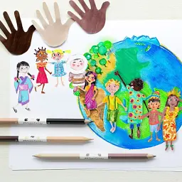 Олівці кольорові Faber-Castell Children of the World 24 кольору тригранні + 3 двосторонніх круглих, (511515) (32332) - мініатюра 6