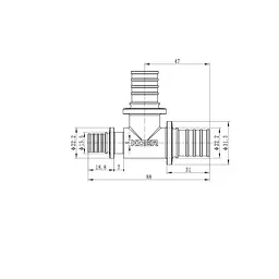 Трійник перехідний Koer Ka.T25-25-16 - 25(3.5mm) x 25(3.5mm) x 16(2.2mm) KR4893 - мініатюра 4