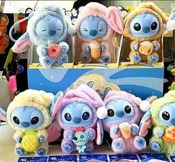 Іграшка сюрприз м'який брелок Лабубу Стич 15см lububu Stitch Eat Something Before Sleep Series кукла