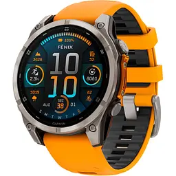 Смарт-годинник Garmin Fenix 8 AMOLED Sapphire 47mm Titanium with Spark Orange/Graphite Silicone Band (010-02904-10) [115077]