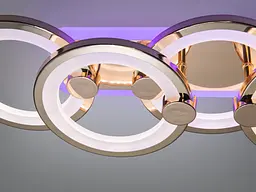 Люстра стельова LED Diasha H8022/2+2G, 65W, 3200K-6500K, золото, акрил, сучасний стиль для дому - мініатюра 5