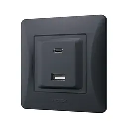 Розетка USB-A + USB-C PD20W чорний графіт VIDEX BINERA VIDEX (28200-000) - мініатюра 3