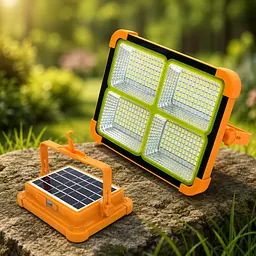 Акумуляторний прожектор із сонячною панеллю 100W / Світлодіодний Solar LED ліхтар 2400mAh - мініатюра 4